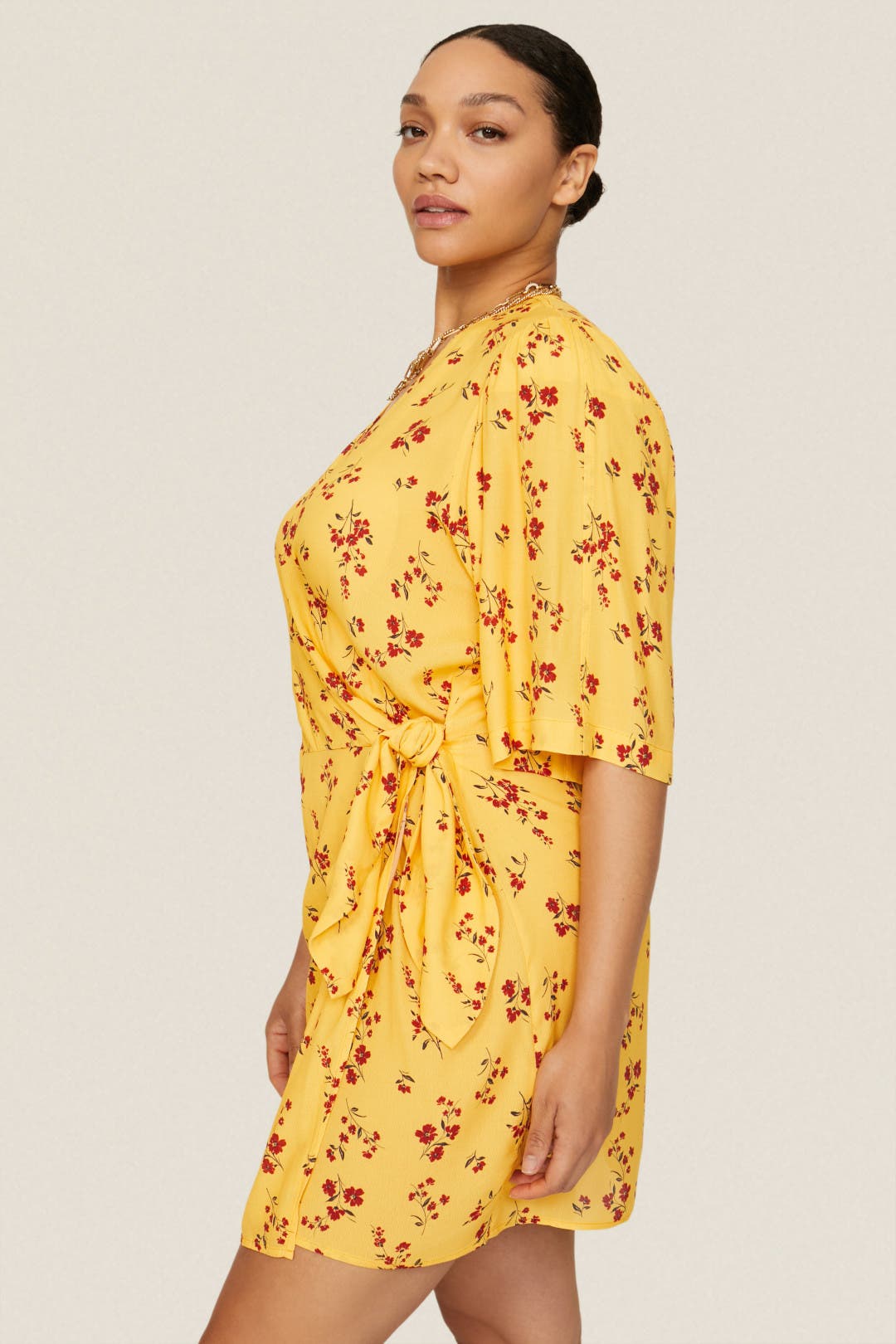 ワンピース ETMON Layered Wrap dress, Yellow Yellow wrap dresses | HOWTOWEAR Fashion