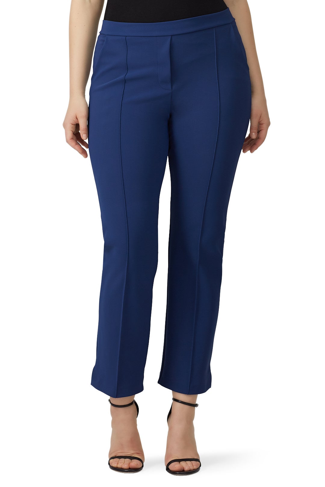 Blue Crop Stretch Pants by Chiara Boni La Petite Robe 5