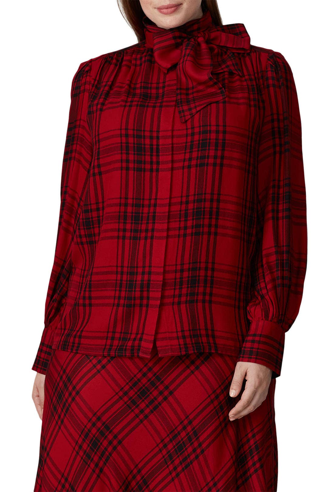 Red Plaid High Neck Top by Lauren Ralph Lauren 6