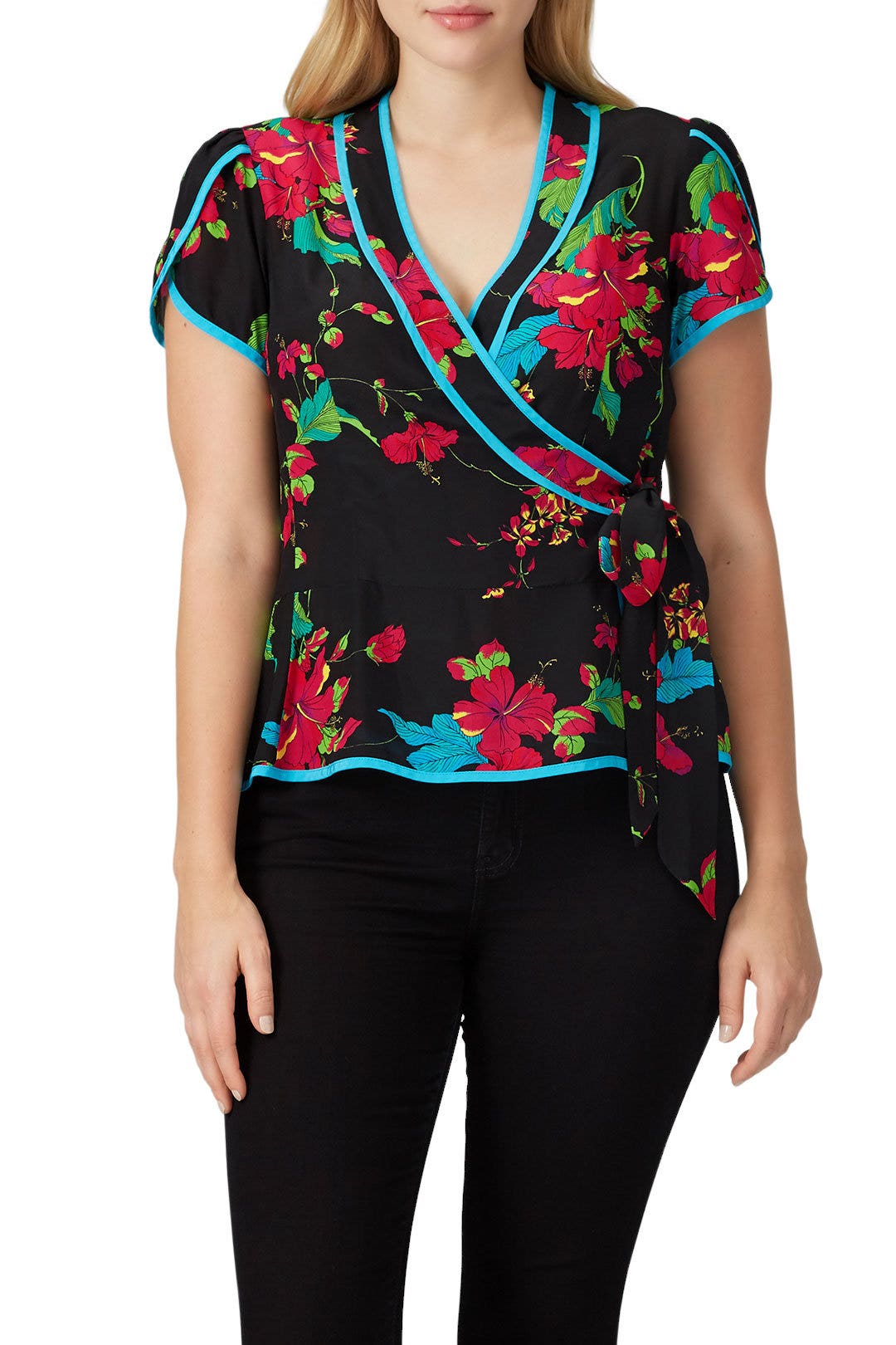 Black Floral Wrap Top by Nanette Lepore 5