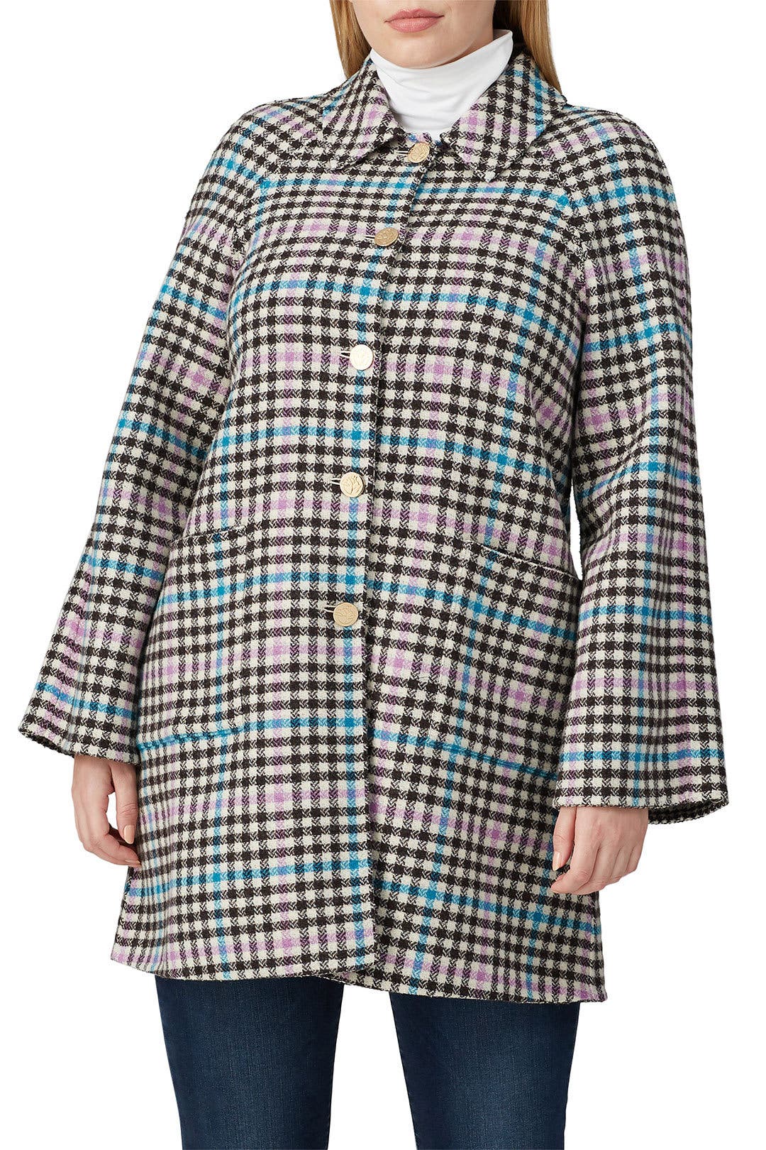 ジャケット・アウター YOKE REVERSIBLE DOUBLE-BREASTED COAT Plaid Reversible Swing Coat by Draper James | Rent the Runway