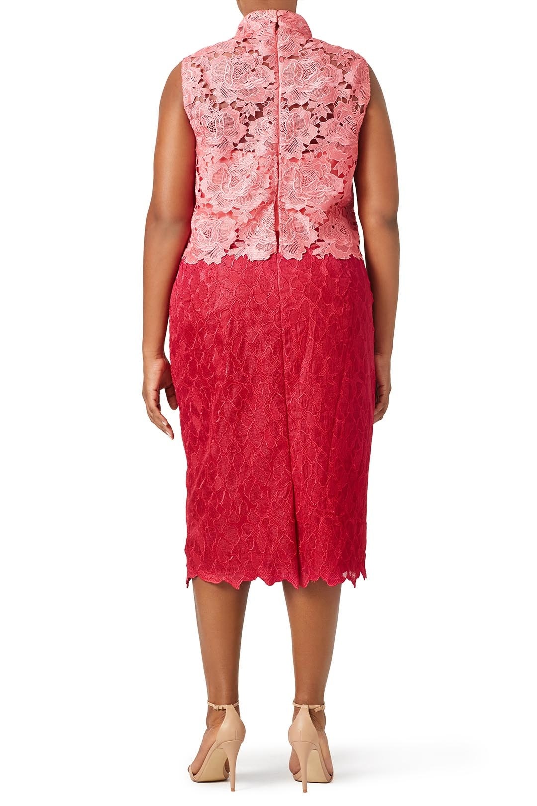 chinese dress ladies Sleeveless Lace Sheath 6 / Pink