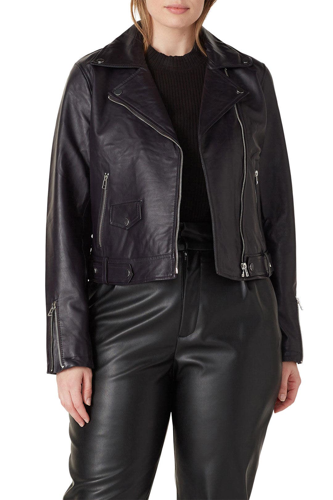 Dark Purple Leather Moto Jacket by Slate & Willow 6