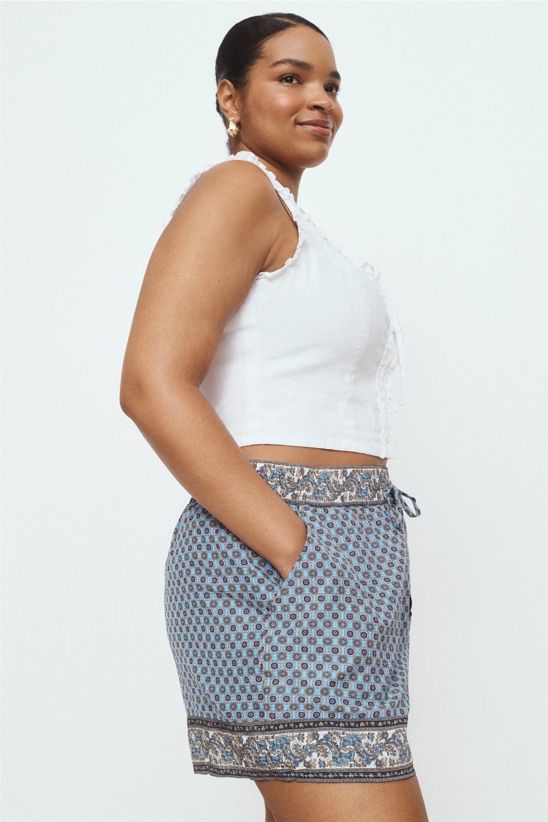 Placed Print Drawstring Shorts by Derek Lam 10 Crosby x RTR | Rent
