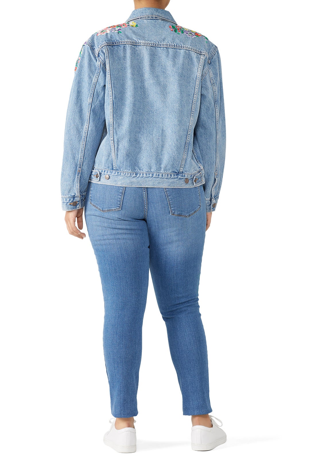 Floral Embroidered Ex BF Denim Trucker Jacket by Levi's 5