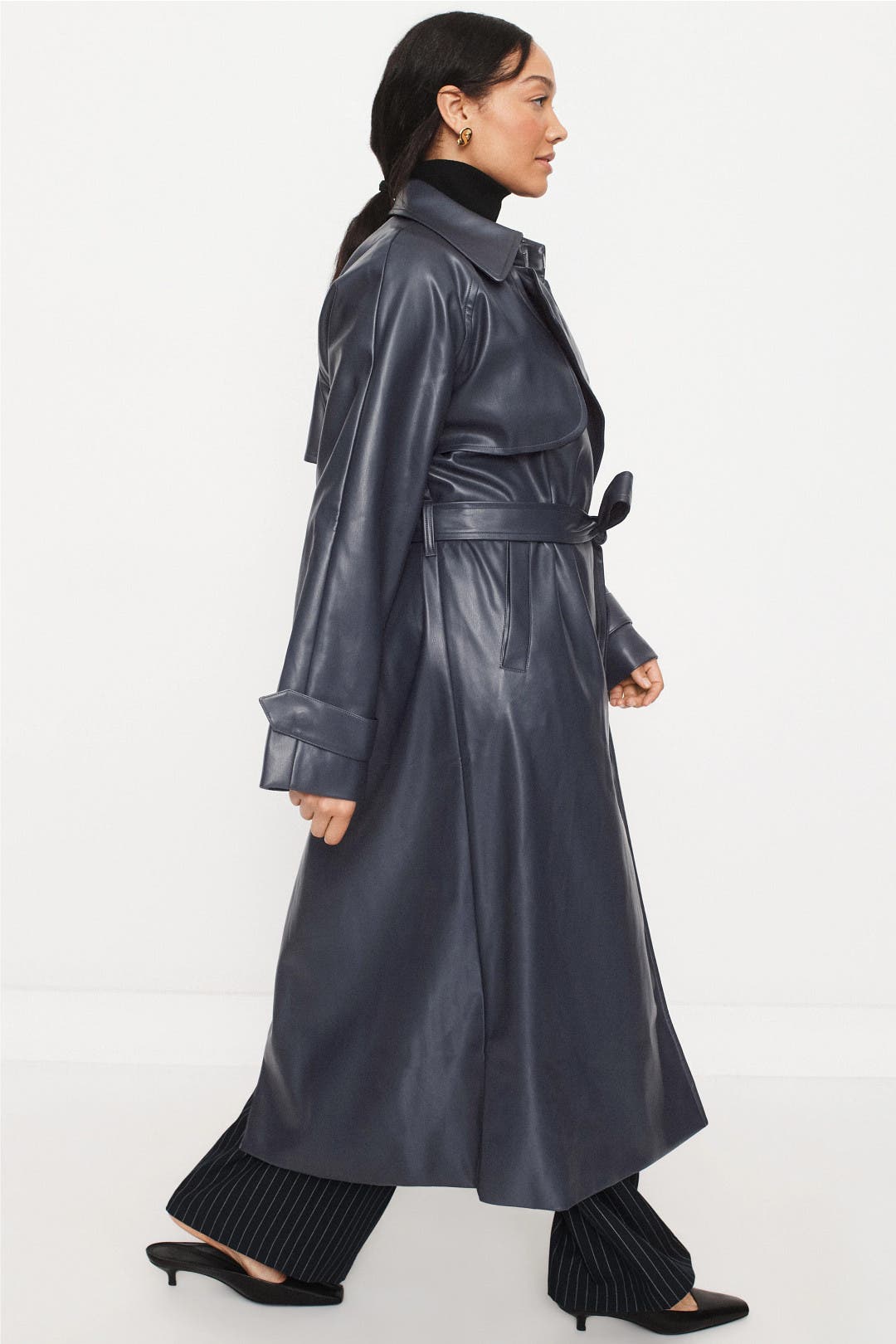 Navy Faux Leather Trench Coat by Jason Wu x RTR | Rent the Runway