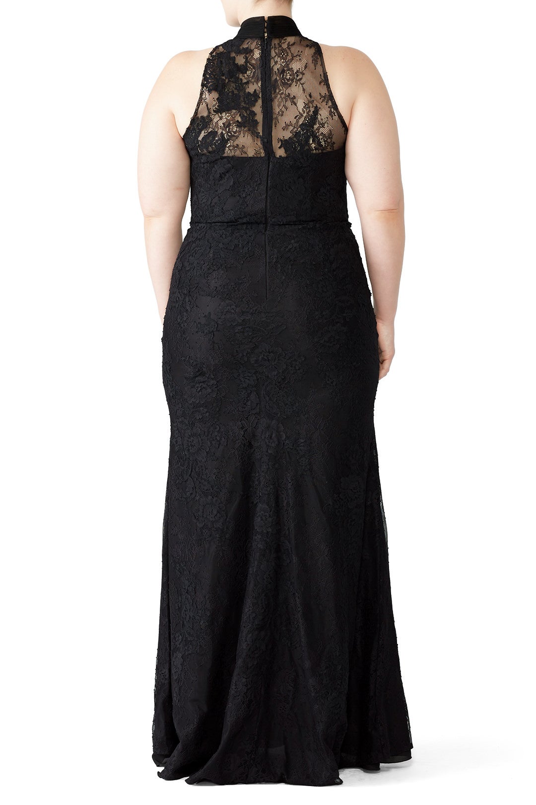 Black Lace Column Gown by Badgley Mischka 5