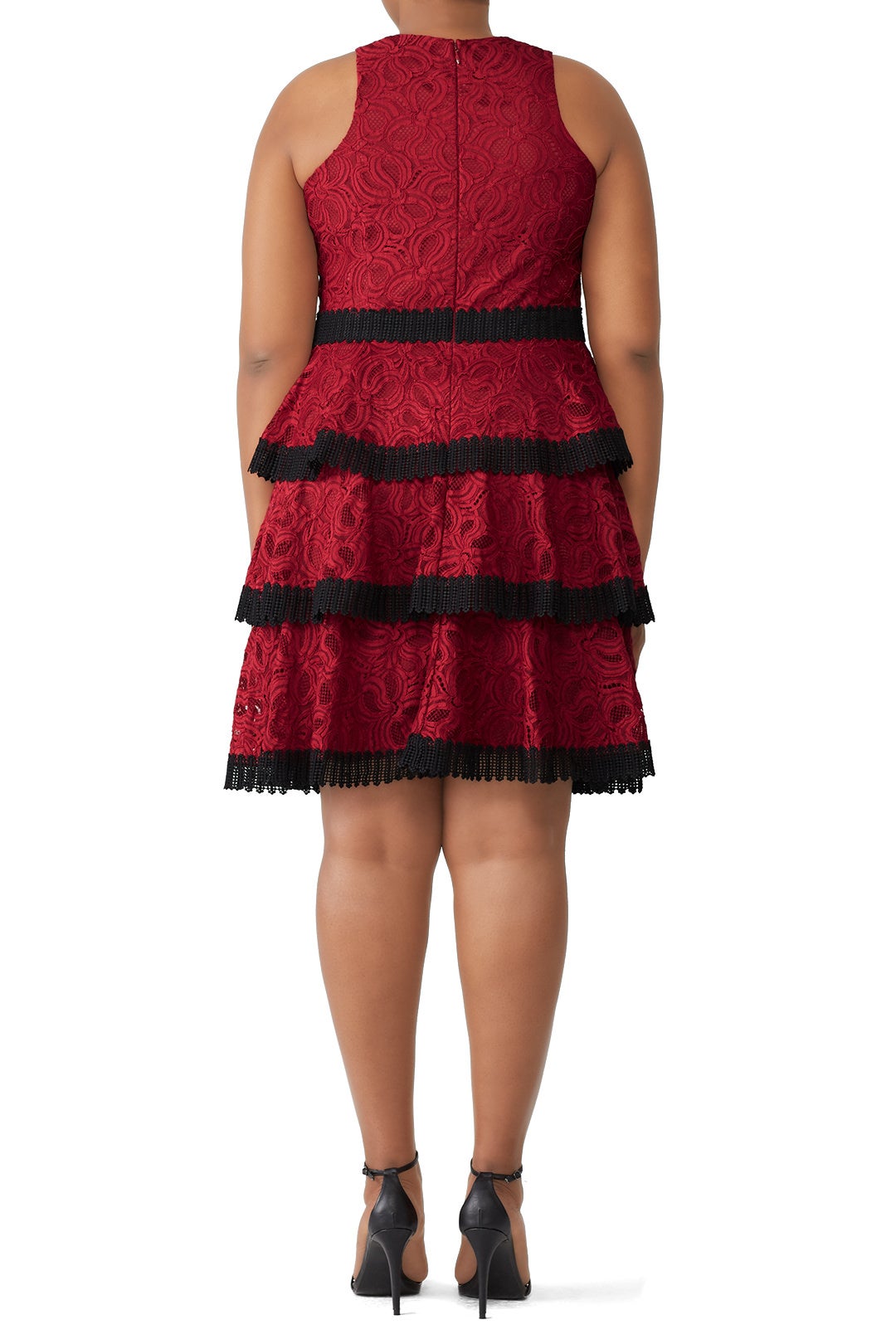 Red Tiered Dress by Aidan Mattox 4