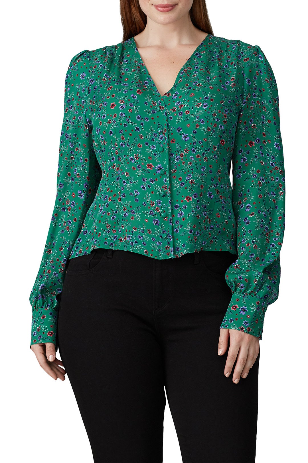 Green Button Front Blouse by Nicholas 6