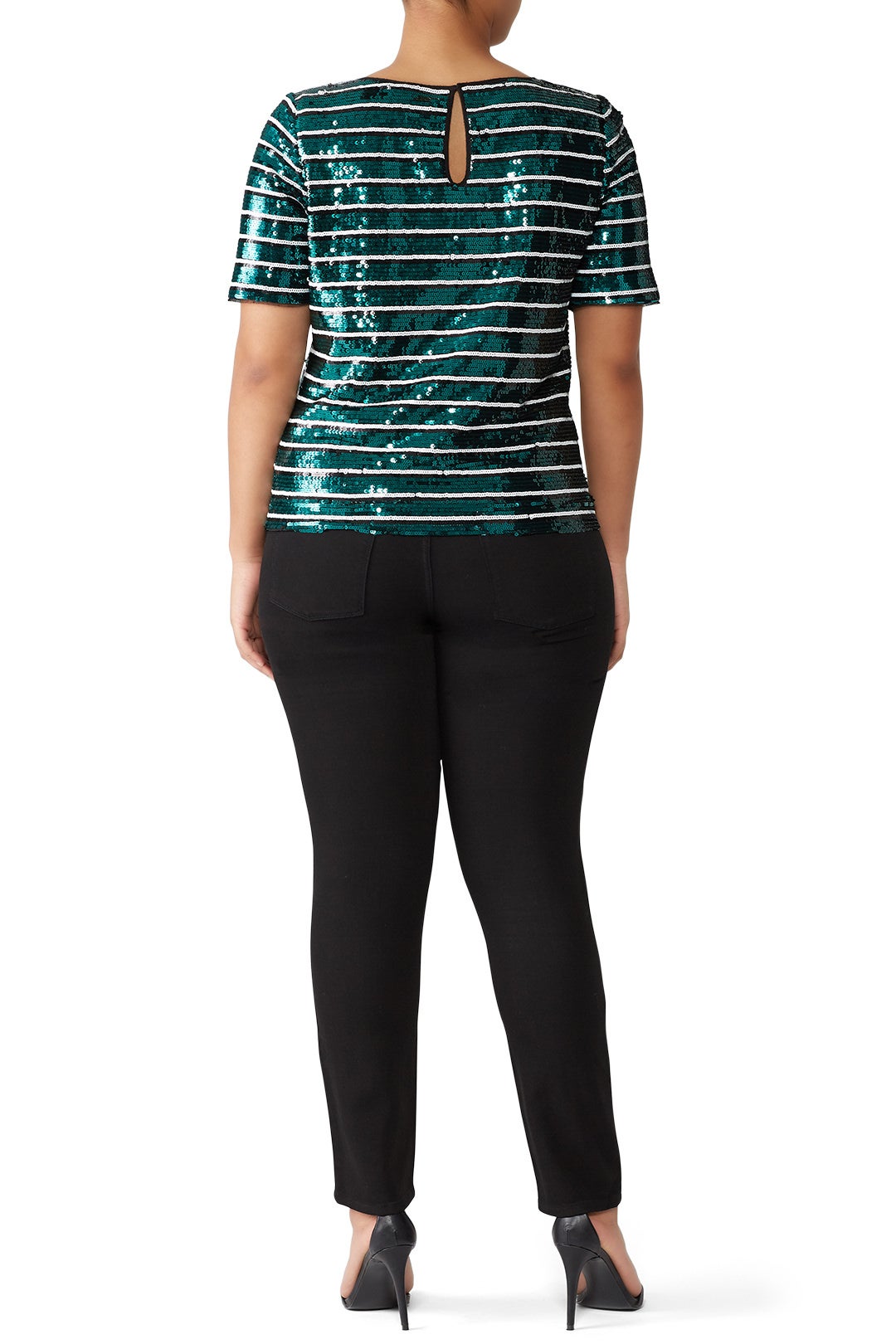 Green Stripe Sequin Top by Badgley Mischka 5