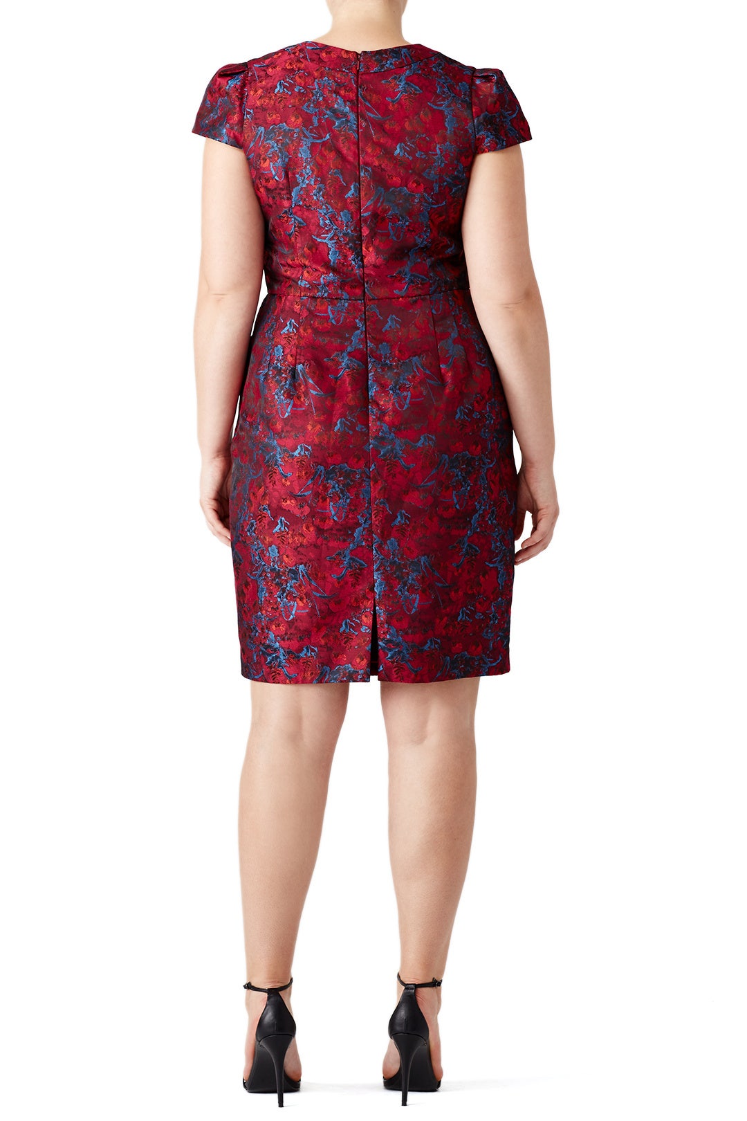 Cranberry Jacquard Dress by Carmen Marc Valvo 5