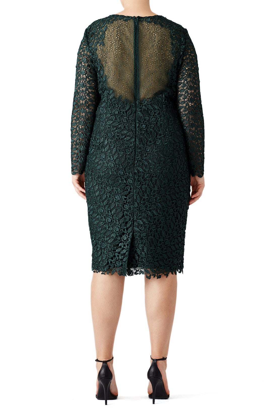 Green Ivy Leaf Lace Sheath by ML Monique Lhuillier 5