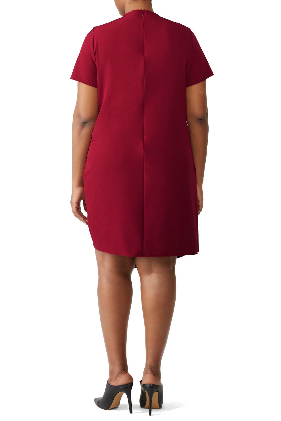 Burgundy Faux Wrap Dress by Slate & Willow 4