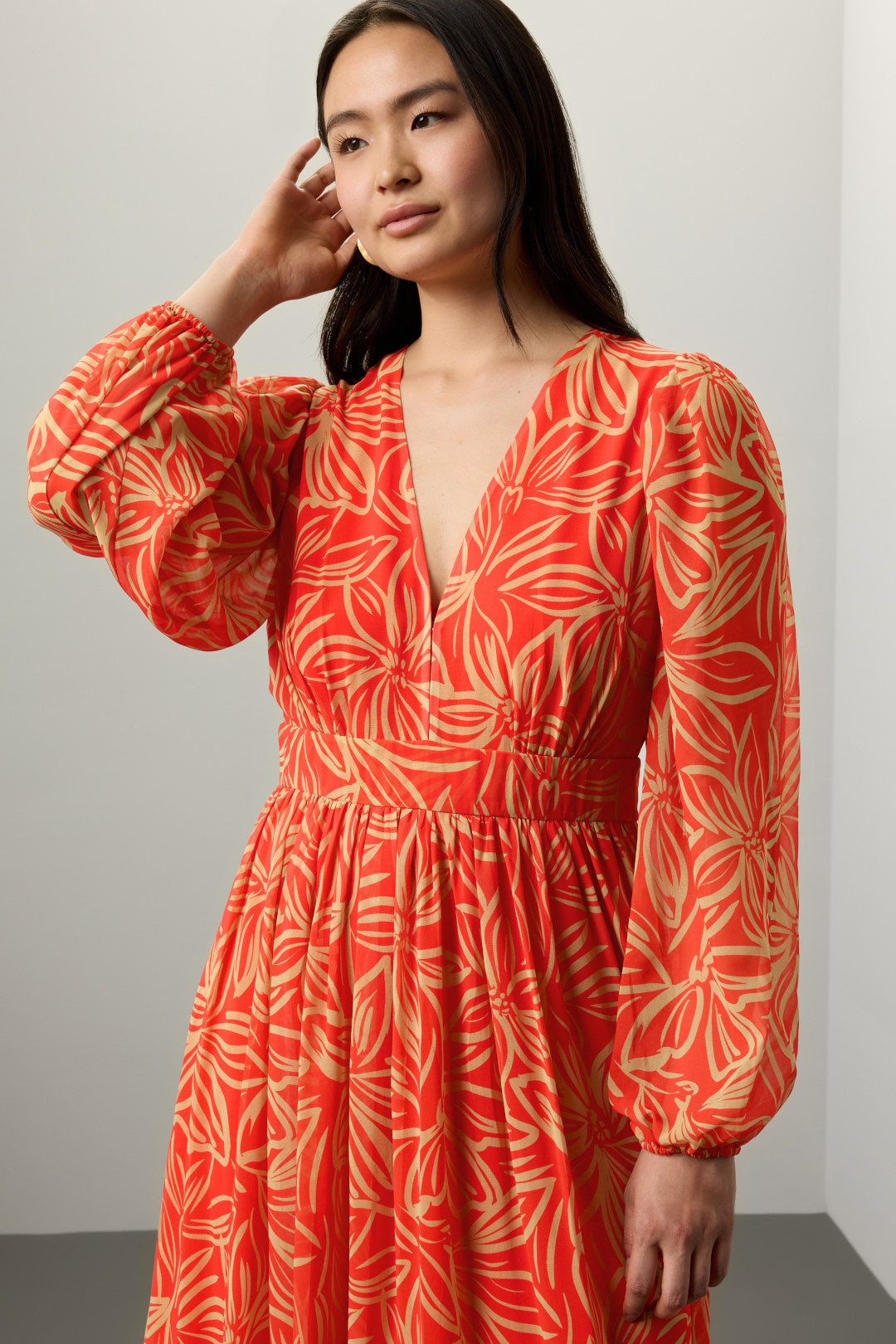 V-Neck Printed Maxi Dress by TOCCIN X RTR 6