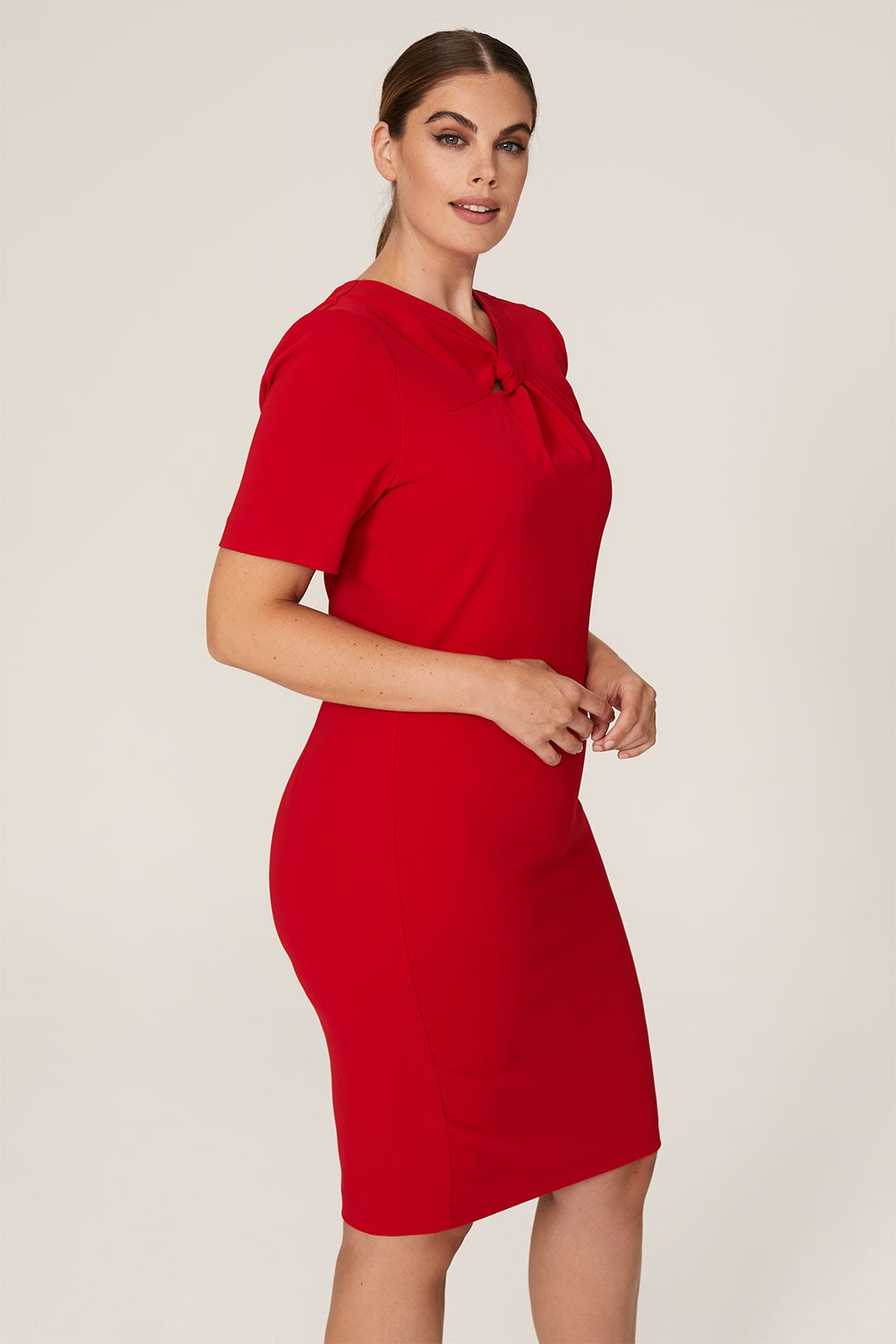 Red Twist Neck Dress by Badgley Mischka 6