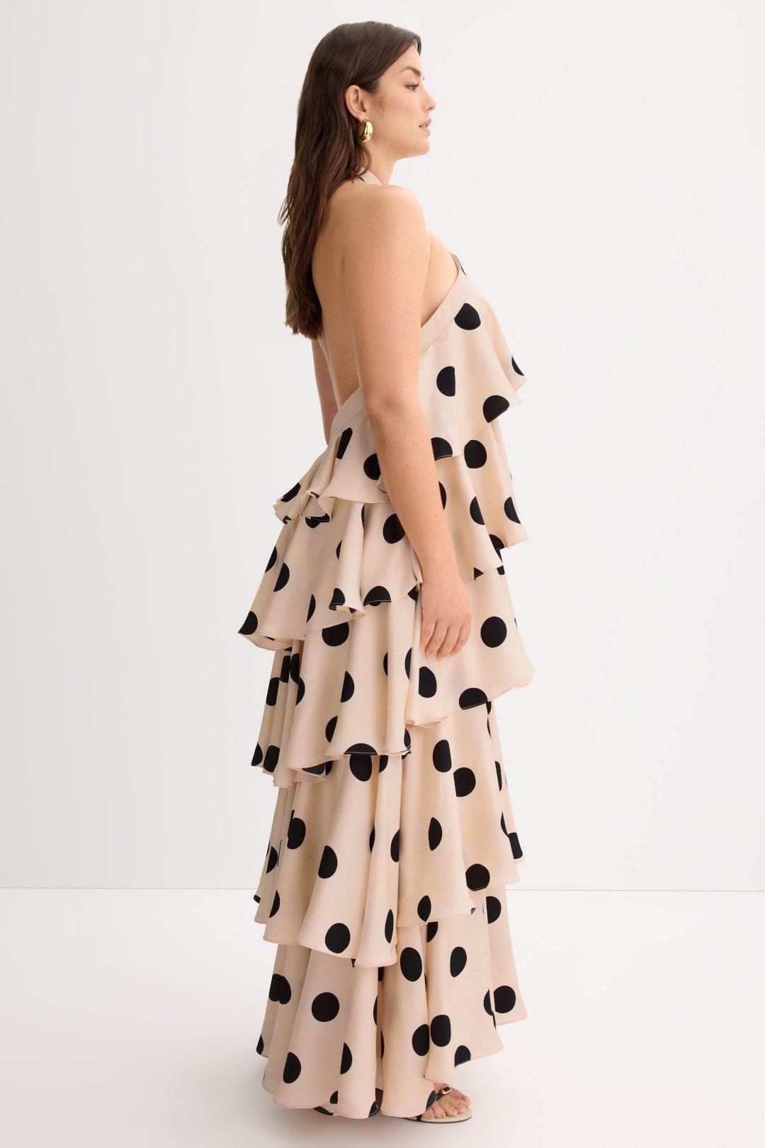 Polka Dot Tiered Ruffle Gown by Ieena for Mac Duggal 6