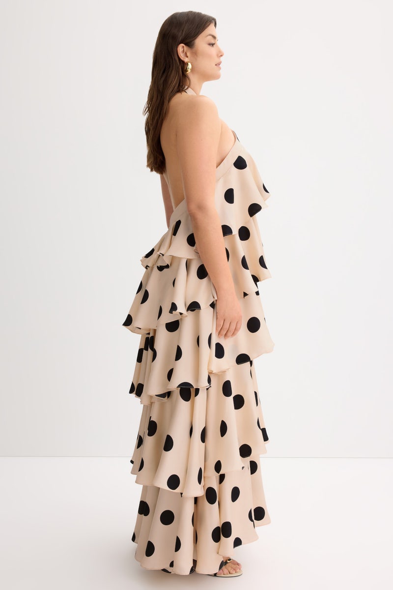 Polka Dot Tiered Ruffle Gown by Ieena for Mac Duggal - Photo 6