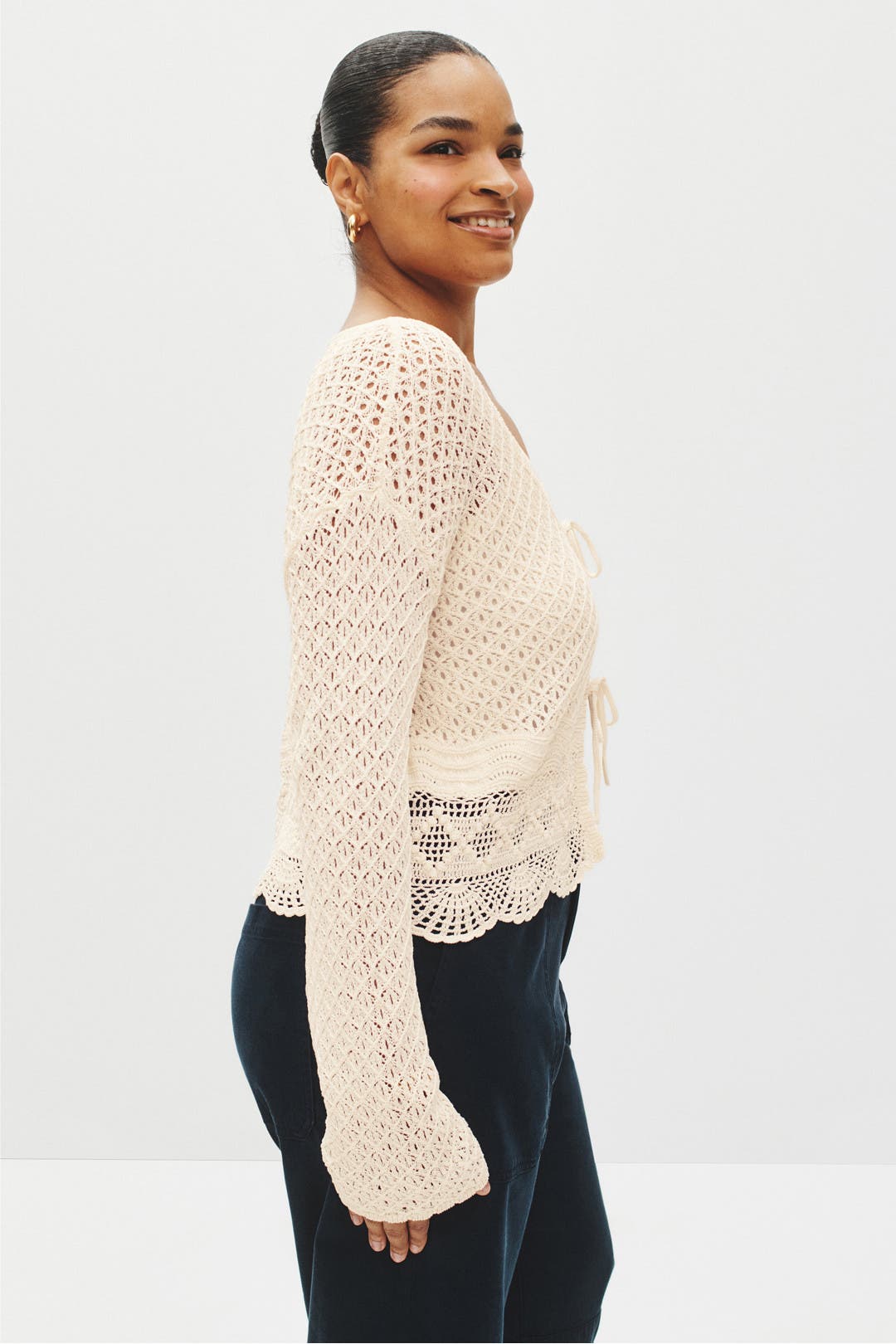 Tie Front Crochet Sweater by Jason Wu x RTR | Rent the Runway