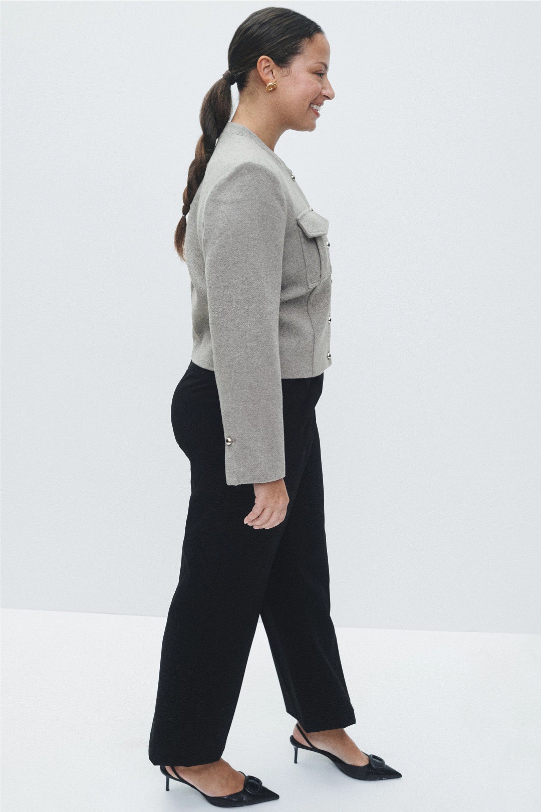 Grey Pocket Detail Button Up Jacket by Derek Lam 10 Crosby x RTR 6