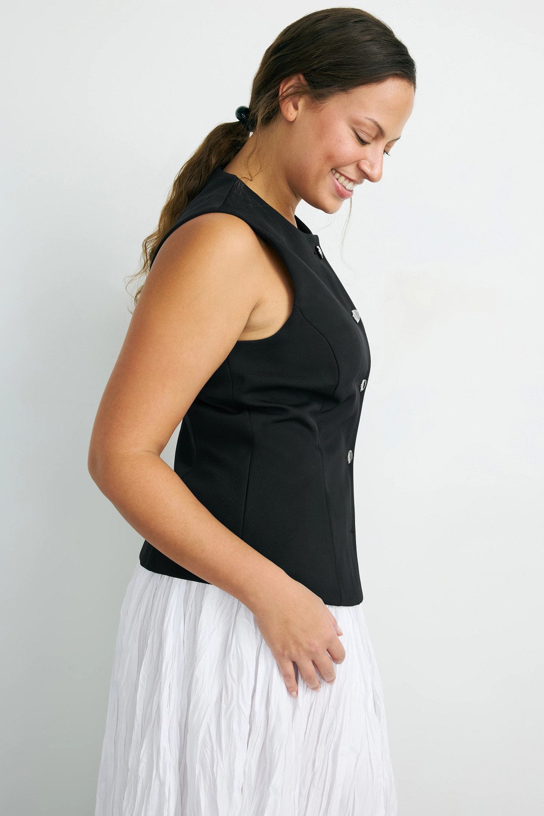 Accent Button Crew Neck Vest by Rosetta Getty x RTR 6