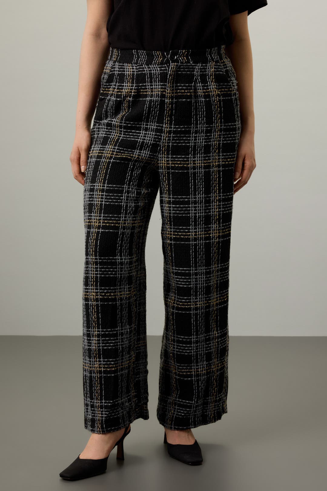 tweed check semi wide pants ダークブラウン139 Chloé Houndstooth Wool-Blend Tweed Wide-Leg Pants | Saks
