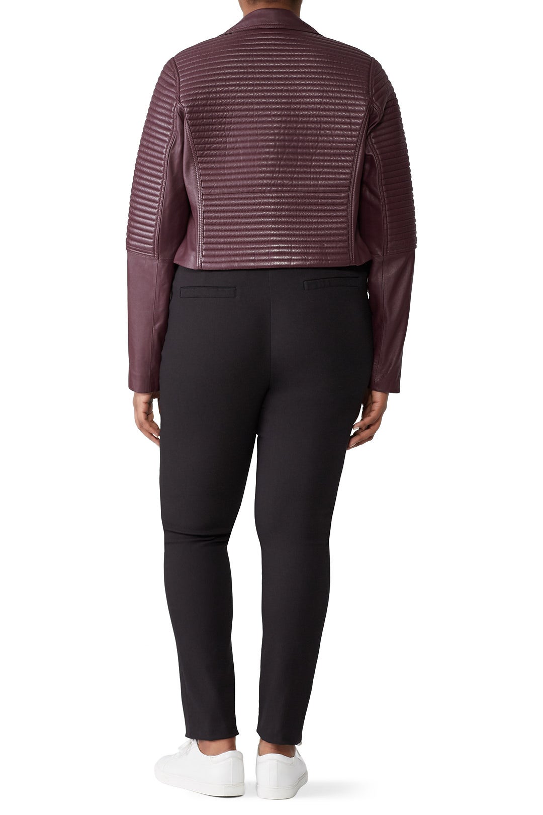 Raisin Ribbed Biker Leather Jacket by Samantha Sipos 4