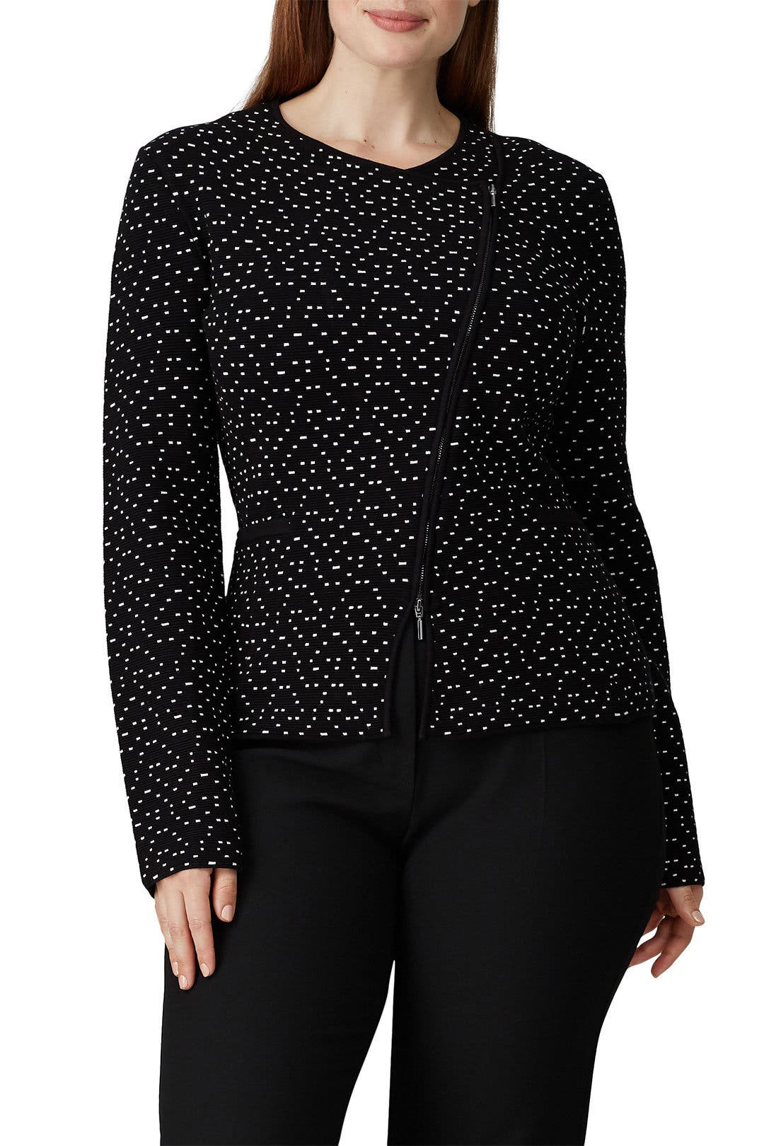 Dot Printed Asymmetrical Zip Jacket by Emporio Armani | Rent the