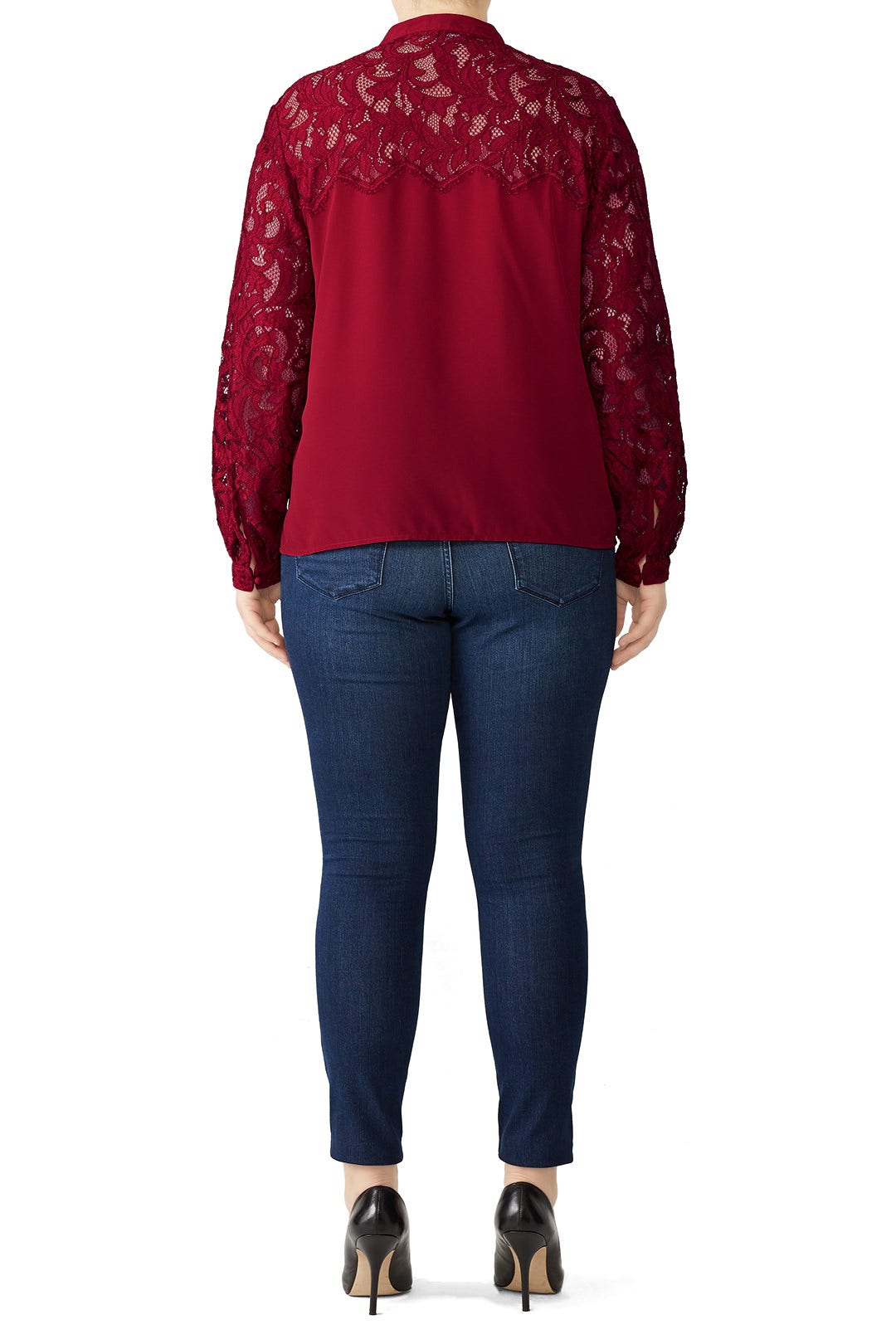 Ruby Lace Button Down by Badgley Mischka 4