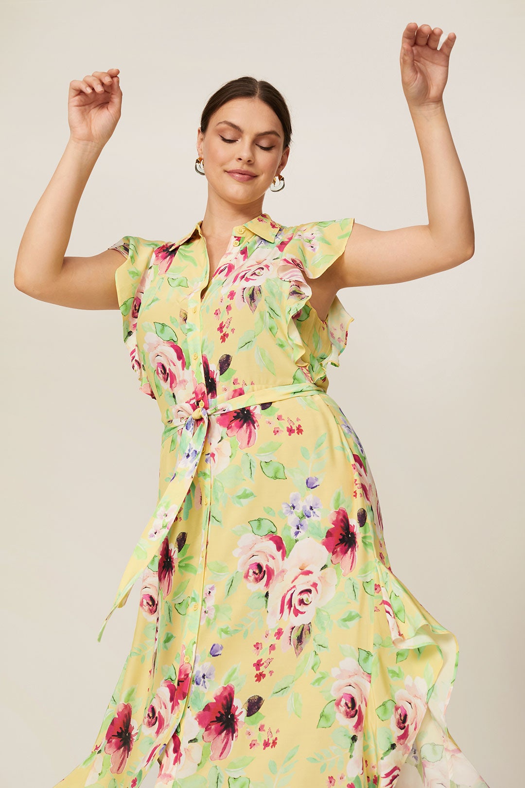 Button Front Ruffle Midi Dress by Marissa Webb x RTR 6