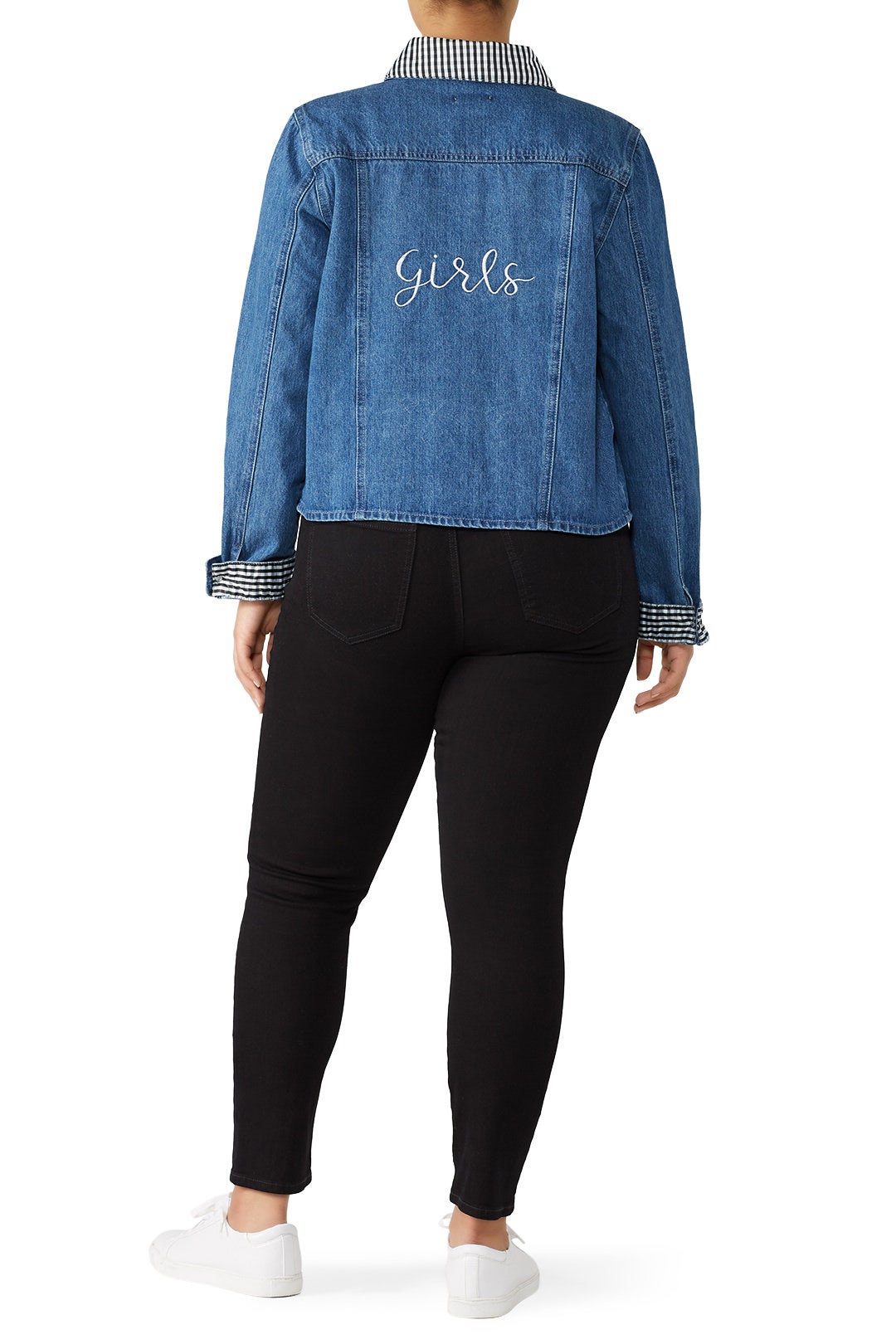 Girls Gingham Denim Jacket by Samantha Sipos 5