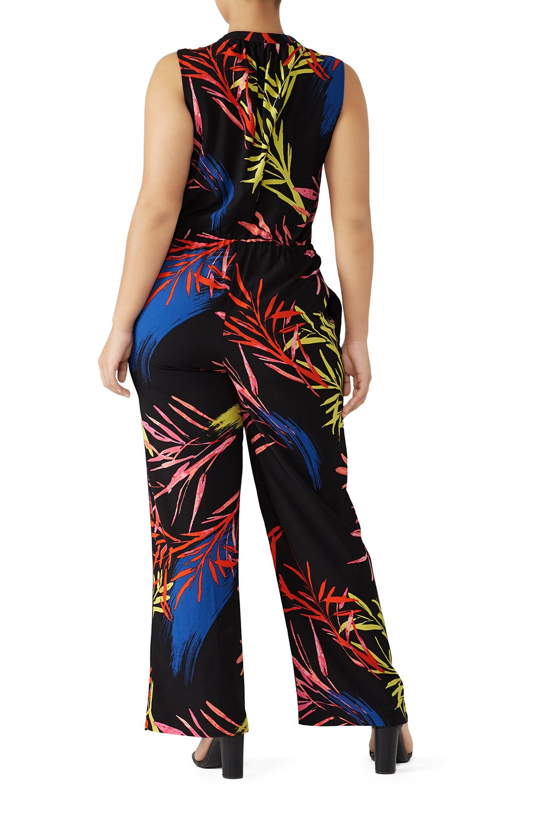 Black Leaf Print Jumpsuit  by N Natori 4