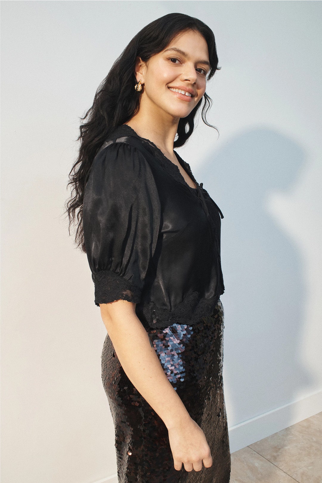 Tie Front Lace Detail Top by Rixo x RTR 6