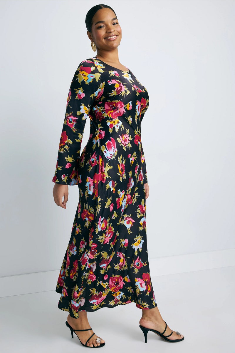 chinese dress ladies Gemma Silk-Blend Midi Dress in Orchid Haze Multi