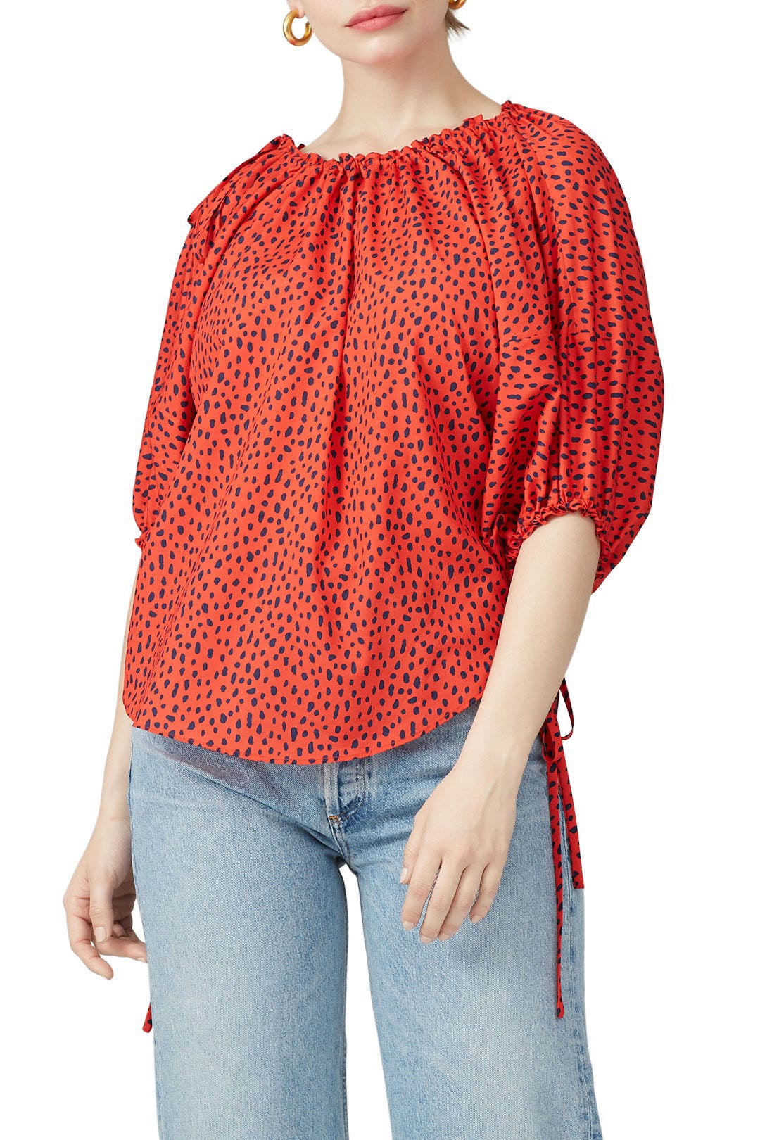 Red Drawstring Balloon Blouse by Derek Lam 10 Crosby x RTR 4