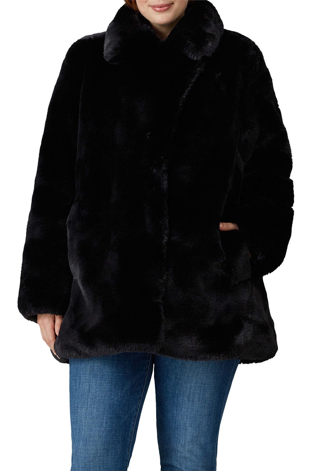 Black Faux Fur Chubby Coat  by 7 For All Mankind 6