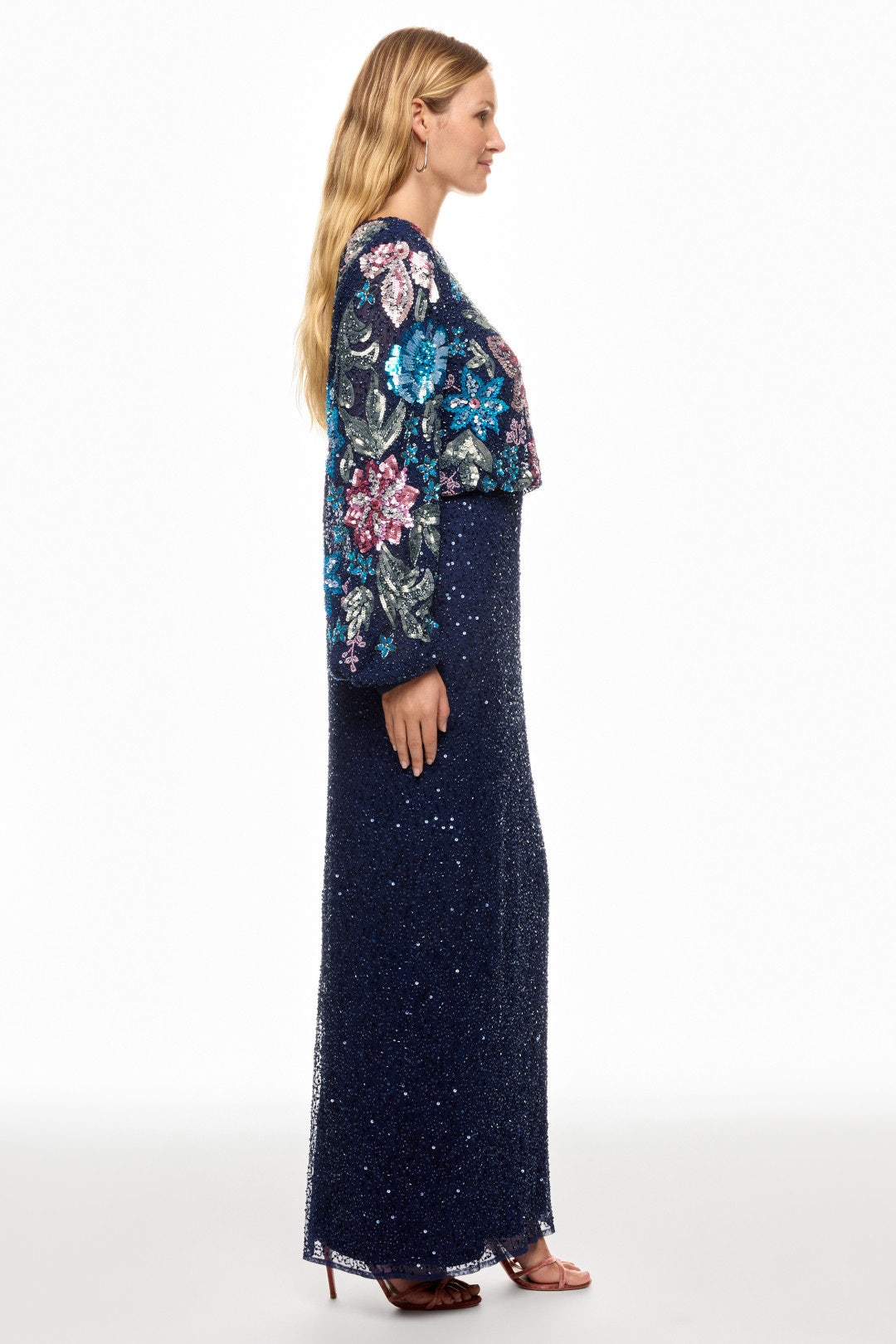 Embellished Floral High Neck Gown by Ieena for Mac Duggal 6