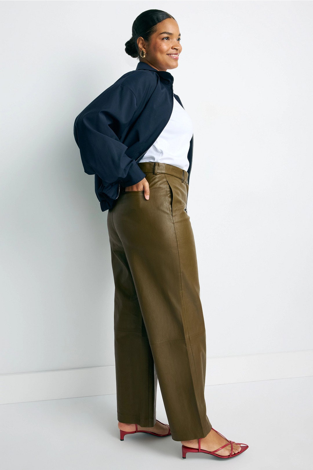 Green Faux Leather Wide Leg Pants by Rosetta Getty x RTR 6