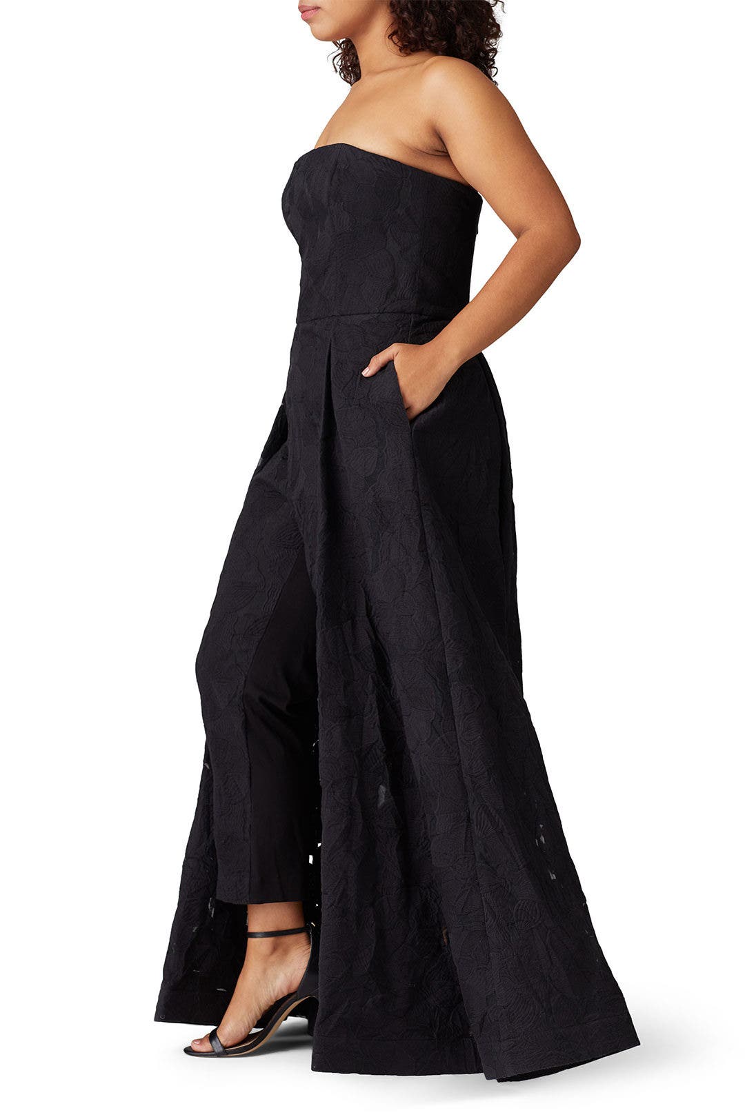 Black Overlay Jumpsuit by HALSTON 6