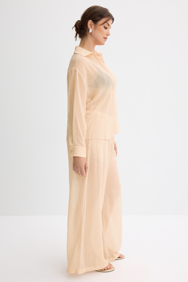 Sheer Rhinestone Pants by Ronny Kobo x RTR - Photo 6