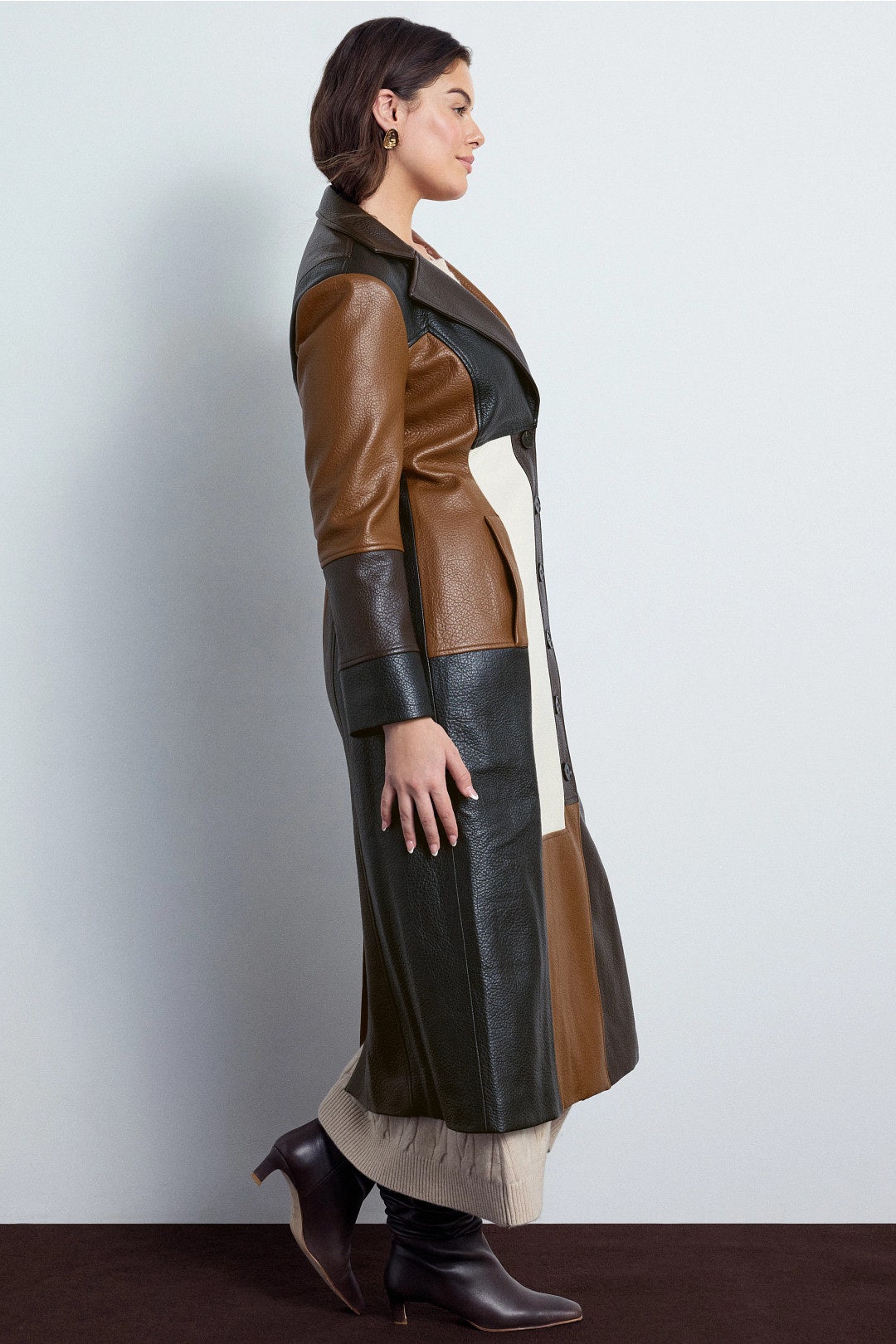 Patchwork Faux Leather Coat by Ronny Kobo x RTR 6