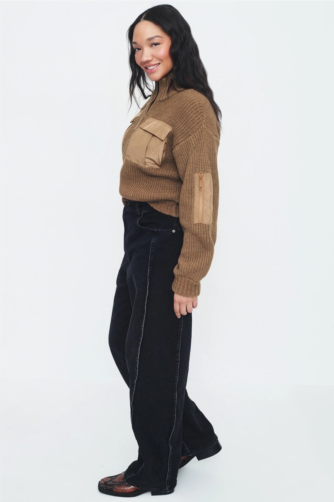 Clyde Patch Detail Quarter Zip Sweater by Baum und Pferdgarten 6