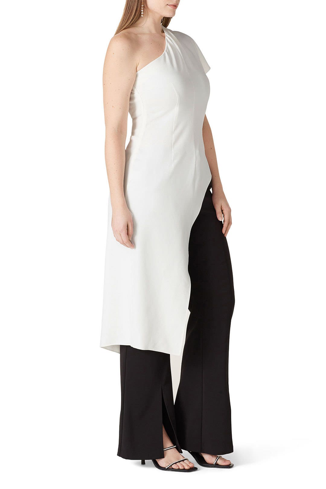 White One Shoulder Draped Top by Cushnie 6