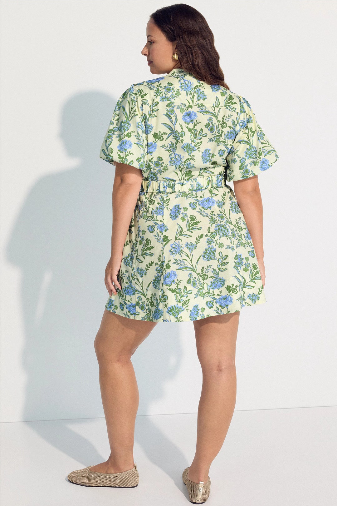 belted puff sleeve mini dress Delaney Cream Belted Puff Sleeve Mini Dress M