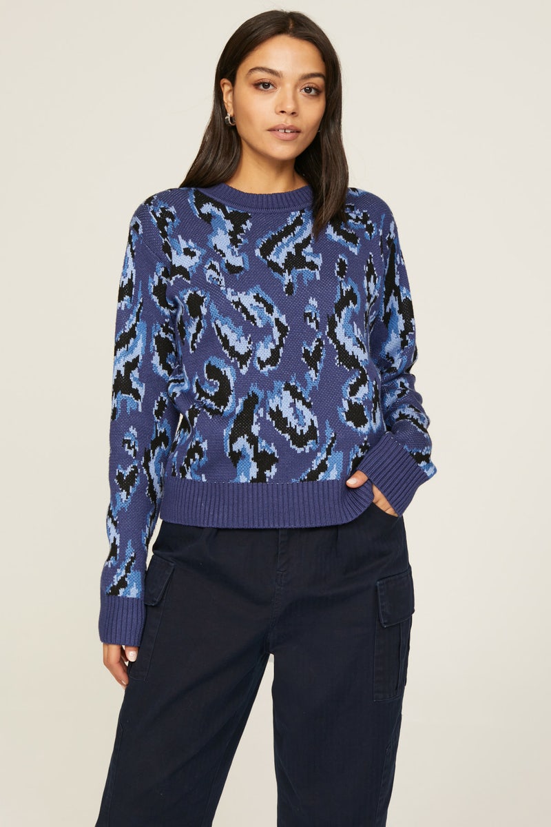 Blue Animal Print Sweater by Derek Lam 10 Crosby x RTR - Photo 6