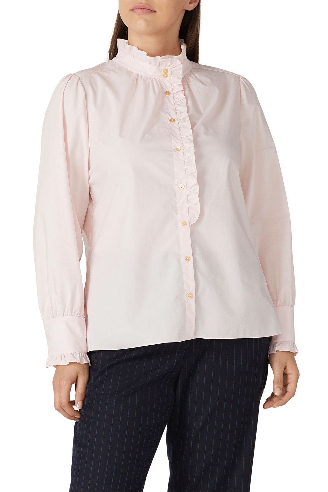 Pink Long Sleeve Poplin Top by Rebecca Taylor NYC 6