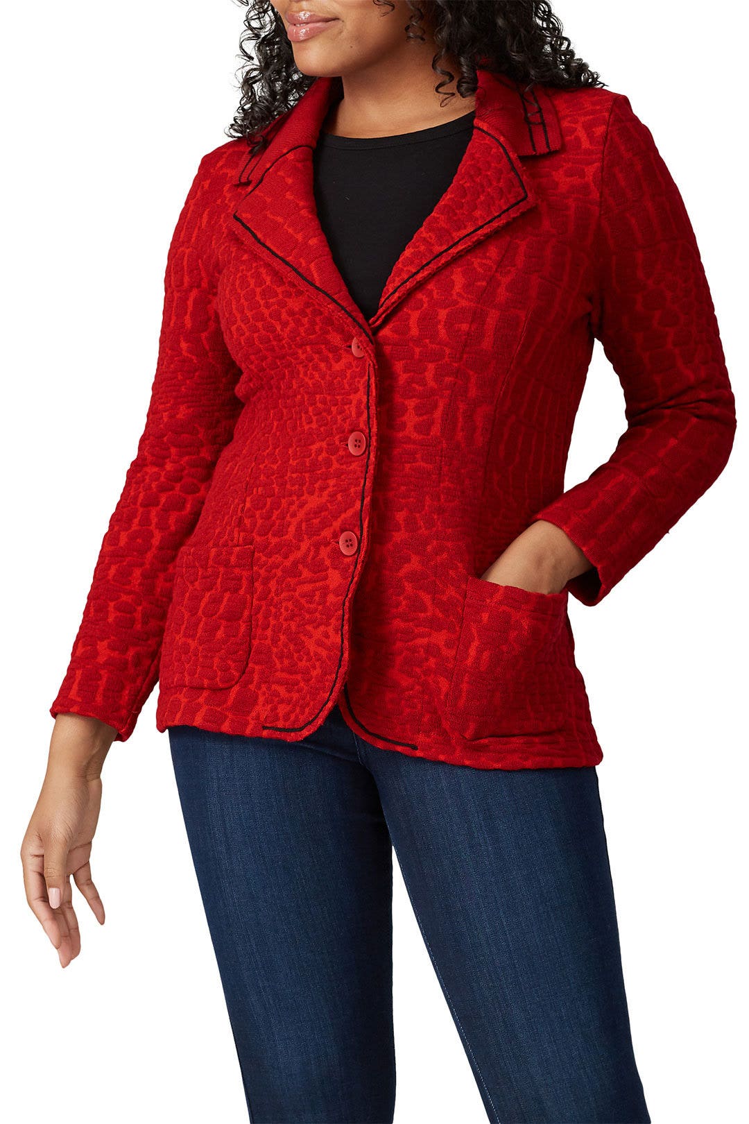 Red Textured Blazer by Aldomartins 6