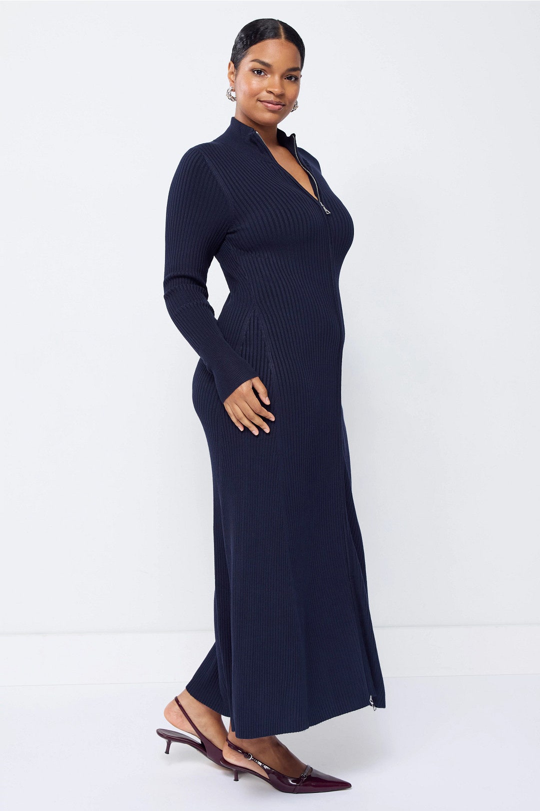 Janne Ribbed Two-Way Zip Sweater Dress by Modern Citizen 6