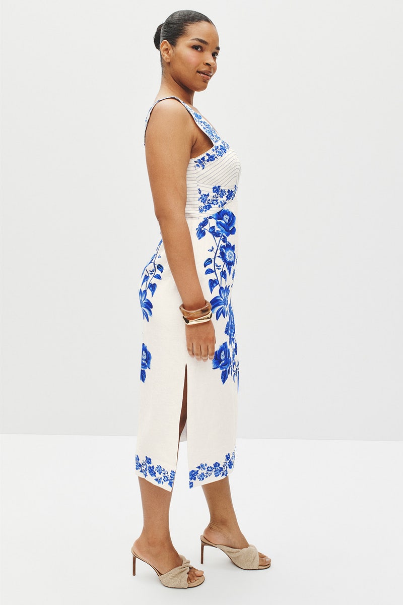 Off-White Floral Cascade Wavy Midi Dress by FARM Rio - Photo 6