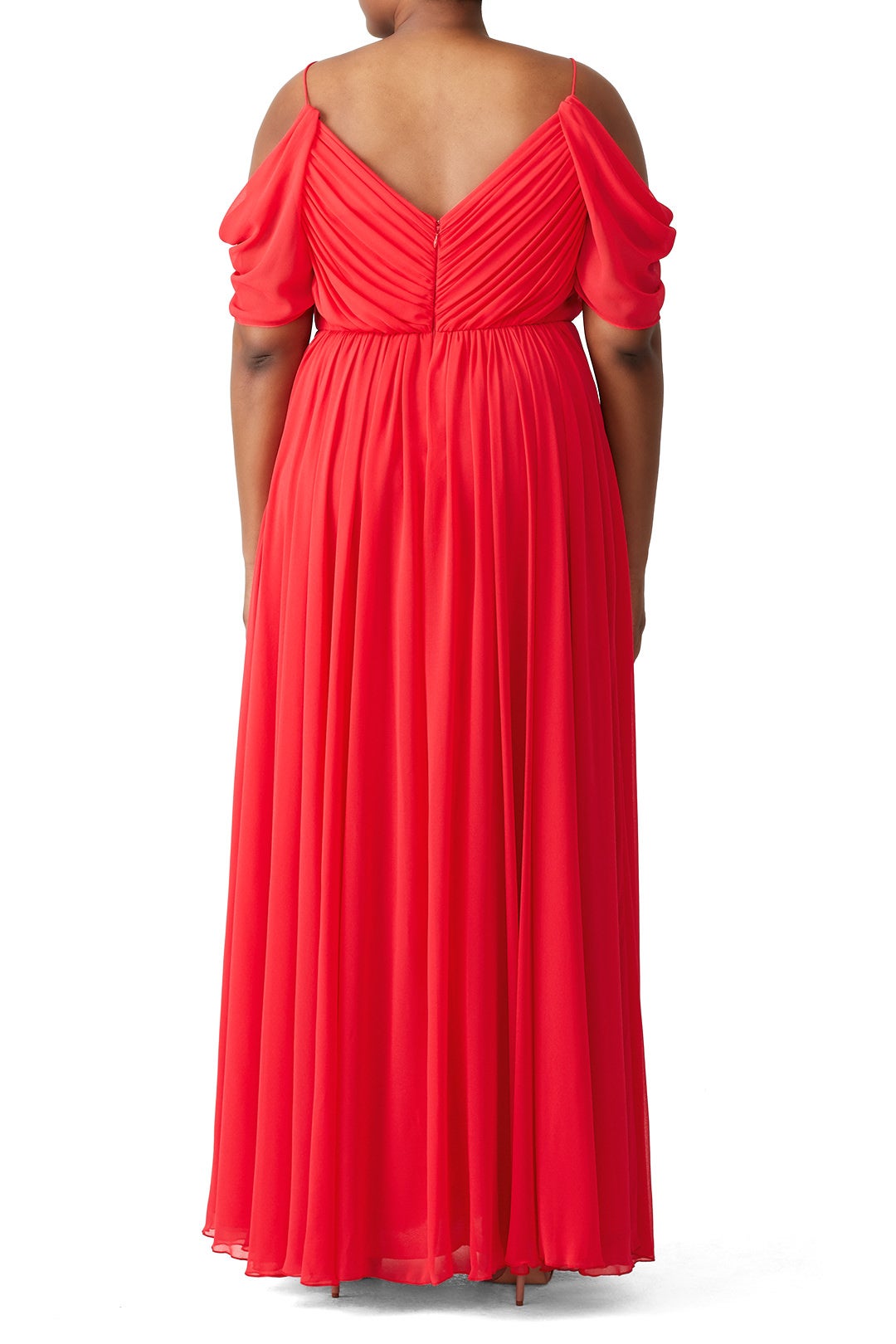 Red Cold Shoulder Gown by Badgley Mischka 5