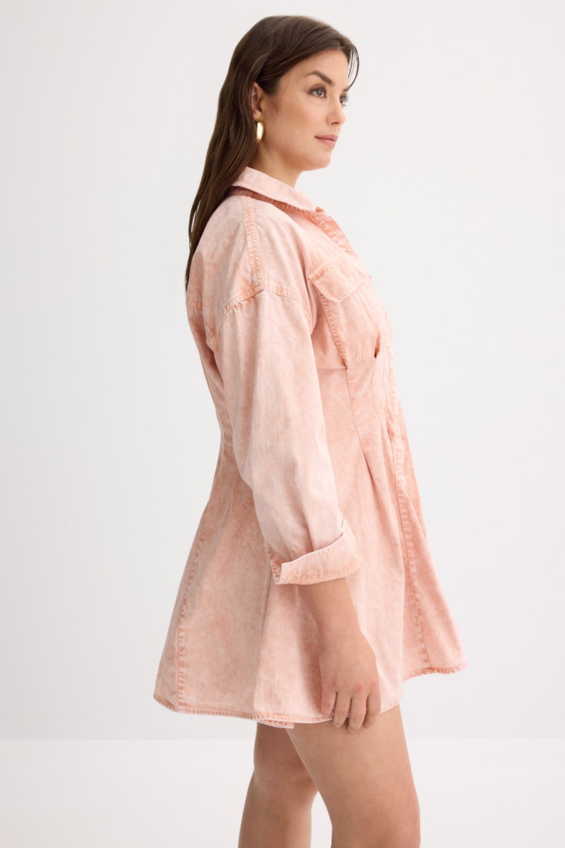 Denim Pleat Shirt Dress by MICHAEL KORS - Photo 6